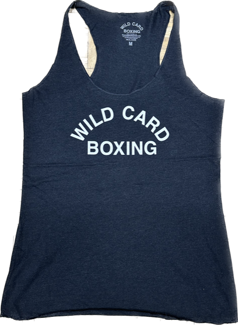 Wild Card Boxing Old School Logo Women's Racerback Tank Top - Black/White