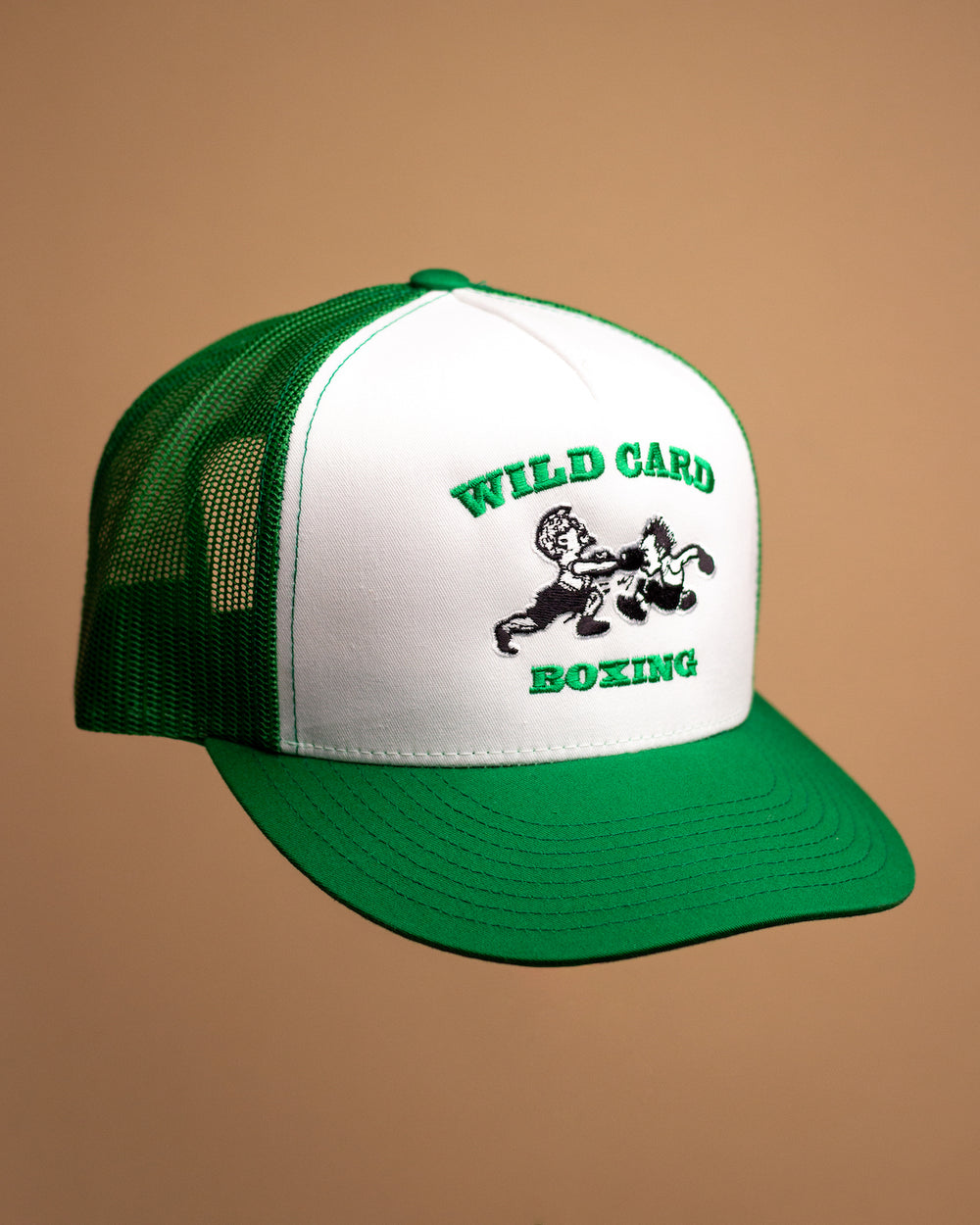 Wild Card Boxing Original Logo "It Ain't Easy" Trucker Hat - White/Green